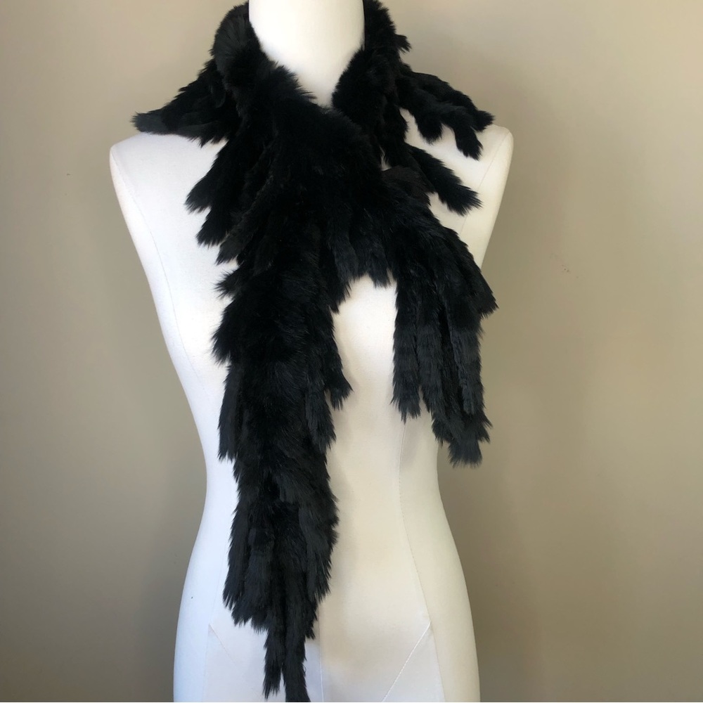 Genuine Black Rabbit Fur Scarf
